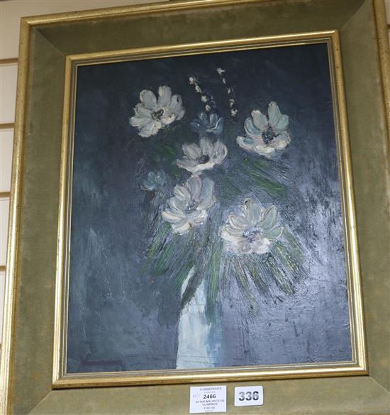 After Maurice de Vlaminck, oil on board, flower study, bears signature, 40 x 32cm